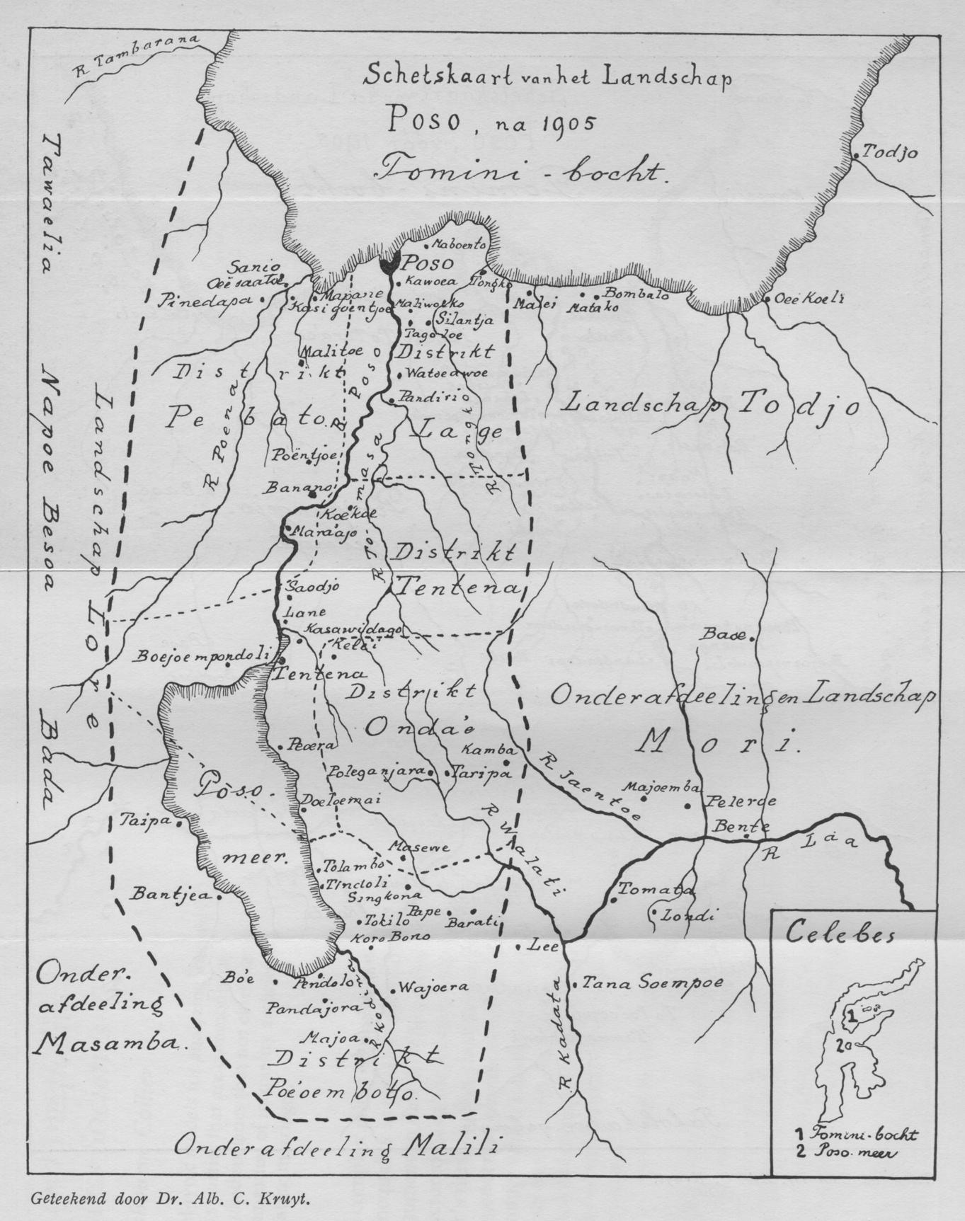 Peta Daerah Poso oleh Albert C. Kruyt (1905)